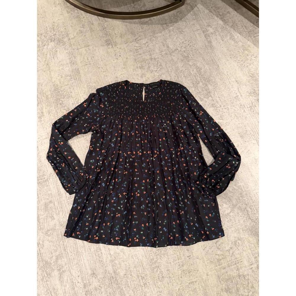 Hatch black Floral Long Sleeve Smocked Top Maternity sz 3 XL